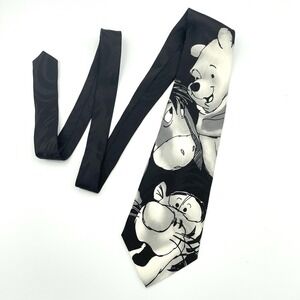 NEW Disney Winnie The Pooh Tigger Eeyore‎ Tie Black Gray White Sears Store Tag